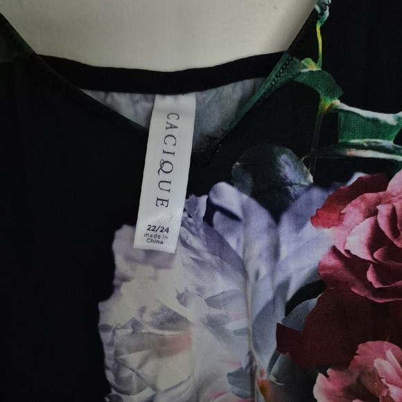 Cacique Black Floral 2-peice Pajamas Set with Pink & Purple Blooms In - 22/24 - Picture 6 of 9